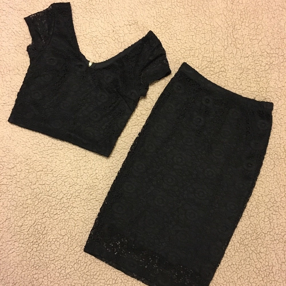 Black lace two piece set